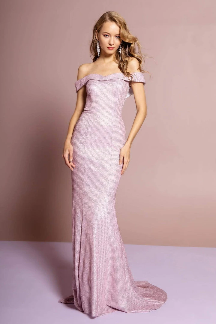 Elizabeth K - GL2562 Glitter Crepe Off-Shoulder Mermaid Dress 3 Elizabeth K - GL2562 Glitter Crepe Off-Shoulder Mermaid Dress
