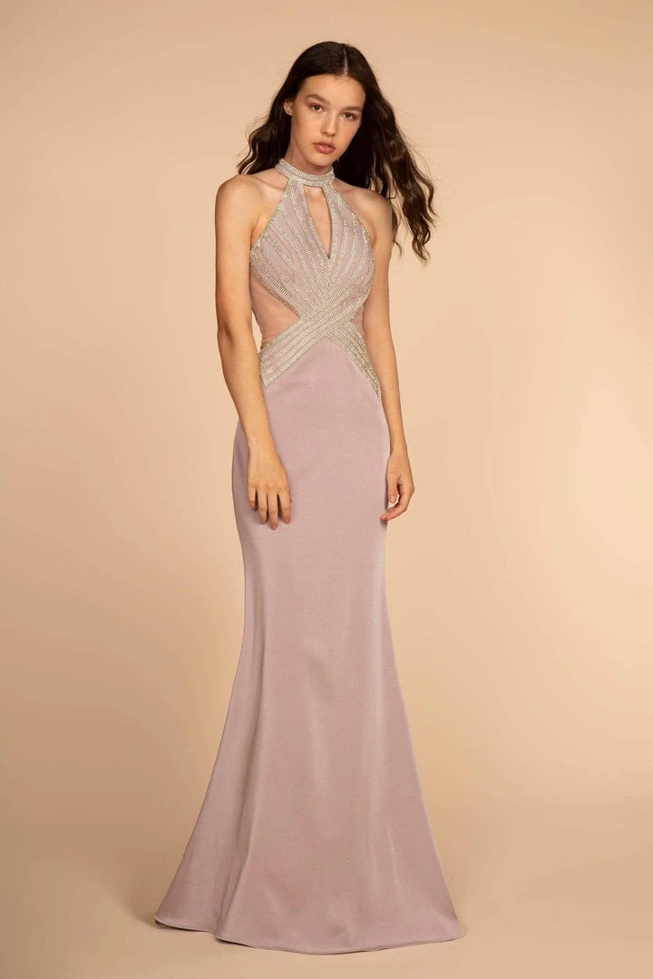 Elizabeth K - GL2573 Embellished High Halter Trumpet Dress Formal Gowns 3 Elizabeth K - GL2573 Embellished High Halter Trumpet Dress Formal Gowns