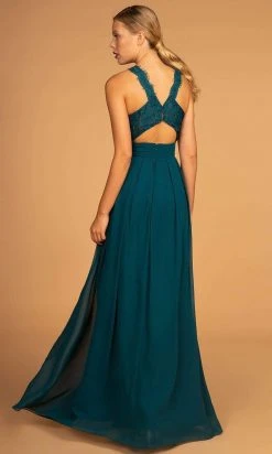 Elizabeth K - GL2605 Lace Halter Chiffon A-line Dress Formal Gowns