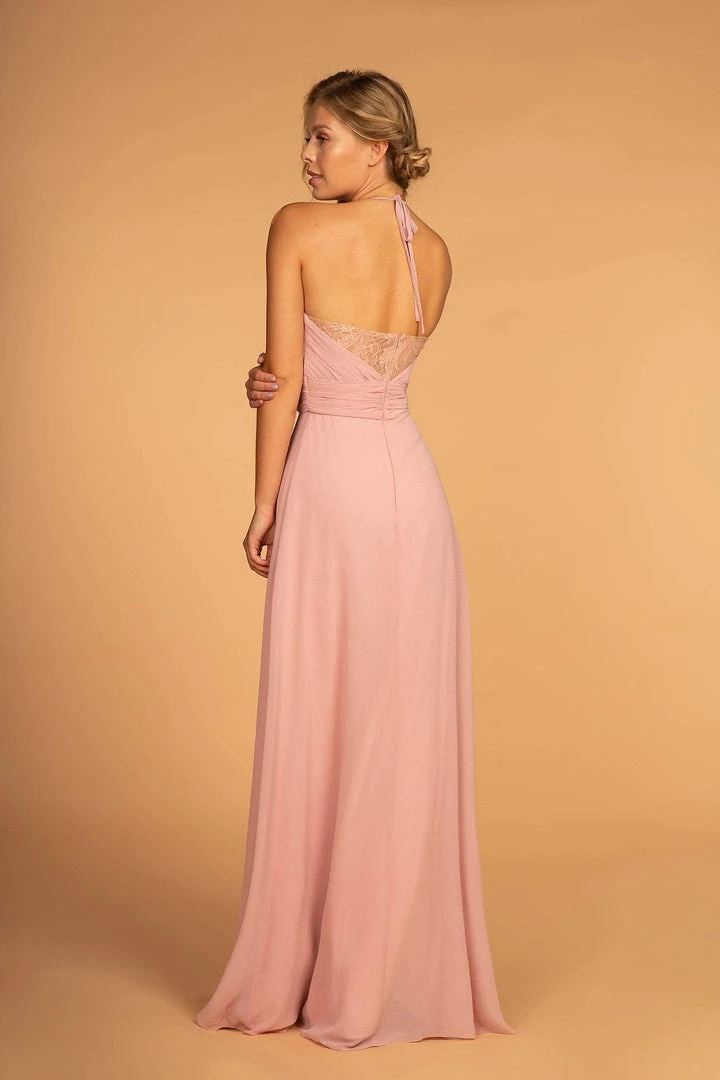 Formal Gowns Elizabeth K - GL2606 Lace Pleated Halter Chiffon A-line Dress 4 Formal Gowns Elizabeth K - GL2606 Lace Pleated Halter Chiffon A-line Dress