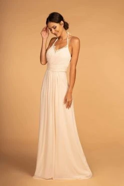 Formal Gowns Elizabeth K - GL2606 Lace Pleated Halter Chiffon A-line Dress 18 Formal Gowns Elizabeth K - GL2606 Lace Pleated Halter Chiffon A-line Dress