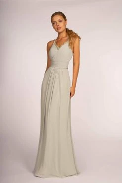 Formal Gowns Elizabeth K - GL2606 Lace Pleated Halter Chiffon A-line Dress 20 Formal Gowns Elizabeth K - GL2606 Lace Pleated Halter Chiffon A-line Dress