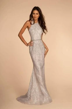 Formal Gowns Elizabeth K - GL2642 Embellished Halter Sheath Gown