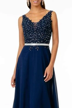 Elizabeth K - GL2653 Embroidered V-Neck A-Line Dress 20 Elizabeth K - GL2653 Embroidered V-Neck A-Line Dress