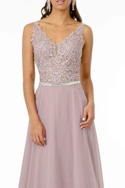 Elizabeth K - GL2653 Embroidered V-Neck A-Line Dress 16 Elizabeth K - GL2653 Embroidered V-Neck A-Line Dress