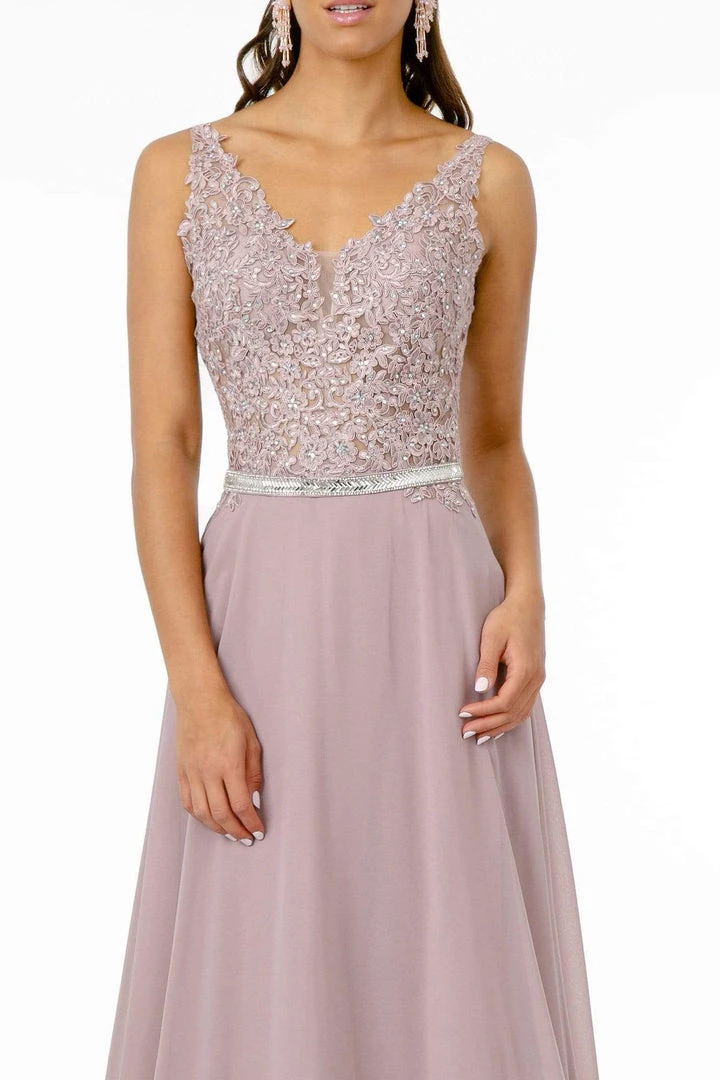 Elizabeth K - GL2653 Embroidered V-Neck A-Line Dress 7 Elizabeth K - GL2653 Embroidered V-Neck A-Line Dress