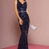 Elizabeth K - GL2675 Sequined V-neck Trumpet Dress Formal Gowns 2 Elizabeth K - GL2675 Sequined V-neck Trumpet Dress Formal Gowns