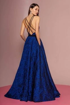 Elizabeth K - GL2676 Embellished Jacquard A-line Dress Formal Gowns