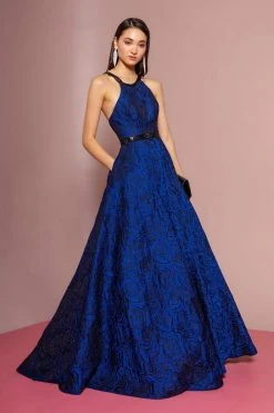Elizabeth K - GL2676 Embellished Jacquard A-line Dress Formal Gowns