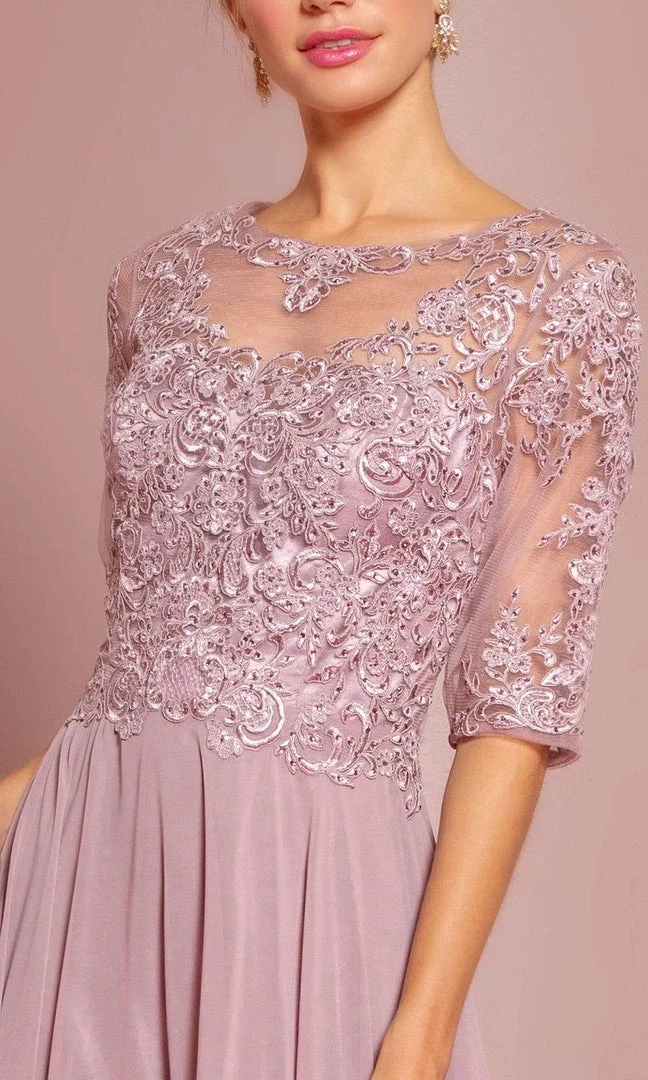 Elizabeth K - GL2681 Half Sleeve Embroidered Illusion Lace Gown Formal Gowns 5 Elizabeth K - GL2681 Half Sleeve Embroidered Illusion Lace Gown Formal Gowns
