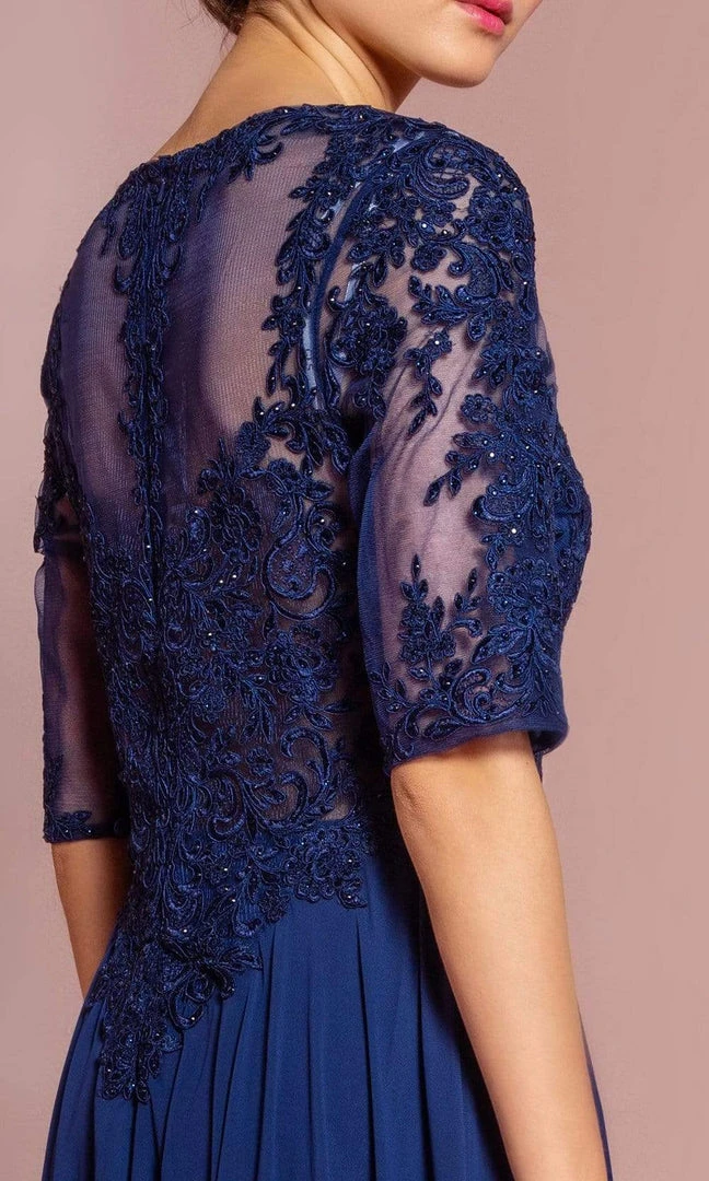 Elizabeth K - GL2681 Half Sleeve Embroidered Illusion Lace Gown Formal Gowns 10 Elizabeth K - GL2681 Half Sleeve Embroidered Illusion Lace Gown Formal Gowns