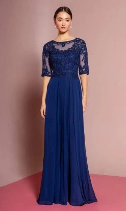 Elizabeth K - GL2681 Half Sleeve Embroidered Illusion Lace Gown Formal Gowns 16 Elizabeth K - GL2681 Half Sleeve Embroidered Illusion Lace Gown Formal Gowns