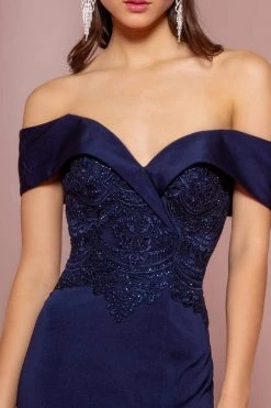 Formal Gowns Elizabeth K - GL2682 Embroidered Off-Shoulder Trumpet Dress