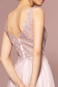 Elizabeth K - GL2692 Embroidered V-Neck A-Line Dress