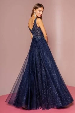 Elizabeth K - GL2692 Embroidered V-Neck A-Line Dress