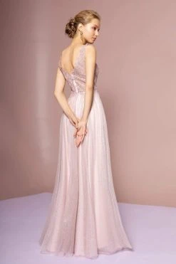 Elizabeth K - GL2692 Embroidered V-Neck A-Line Dress