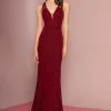 Formal Gowns Elizabeth K - GL2704 Glitter Crepe Deep V-neck Trumpet Dress 2 Formal Gowns Elizabeth K - GL2704 Glitter Crepe Deep V-neck Trumpet Dress