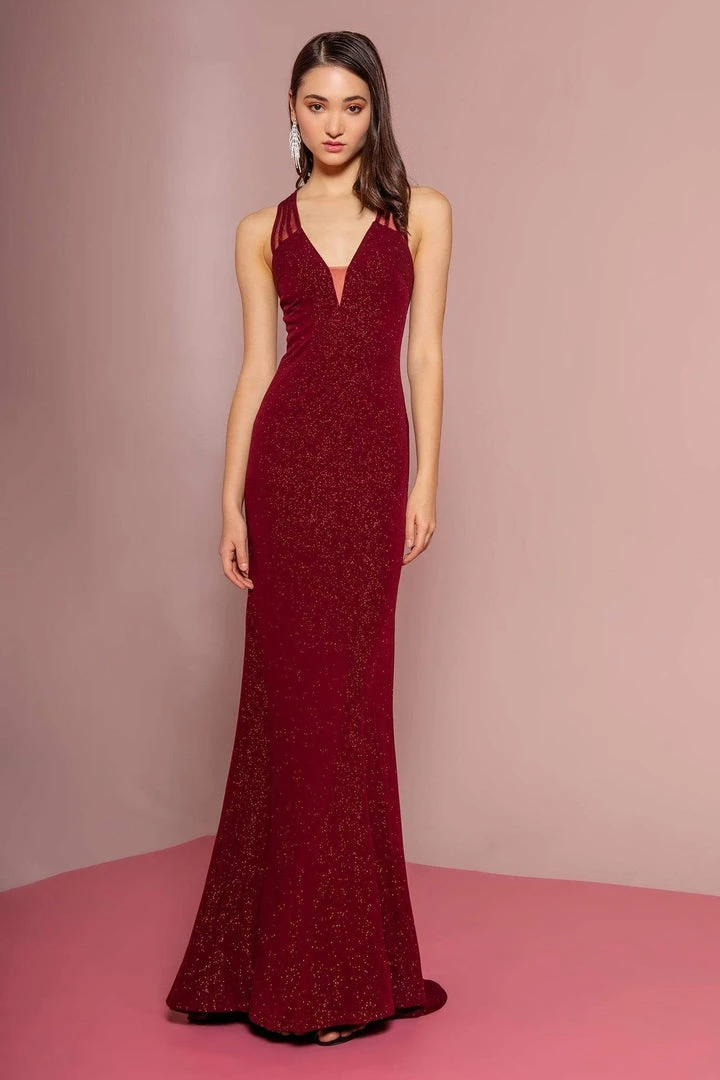 Formal Gowns Elizabeth K - GL2704 Glitter Crepe Deep V-neck Trumpet Dress 3 Formal Gowns Elizabeth K - GL2704 Glitter Crepe Deep V-neck Trumpet Dress