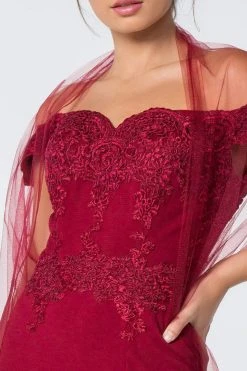 Elizabeth K - GL2708 Embroidered Off-Shoulder Jersey Trumpet Dress 16 Elizabeth K - GL2708 Embroidered Off-Shoulder Jersey Trumpet Dress