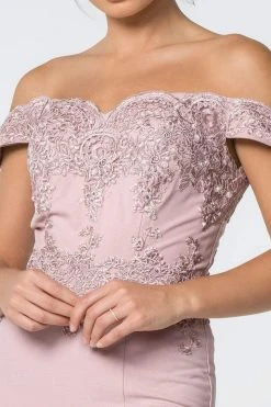 Elizabeth K - GL2708 Embroidered Off-Shoulder Jersey Trumpet Dress 20 Elizabeth K - GL2708 Embroidered Off-Shoulder Jersey Trumpet Dress