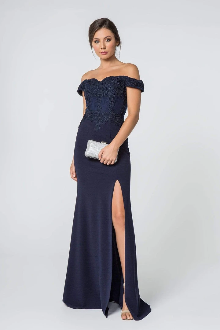 Elizabeth K - GL2708 Embroidered Off-Shoulder Jersey Trumpet Dress 12 Elizabeth K - GL2708 Embroidered Off-Shoulder Jersey Trumpet Dress