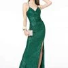 Elizabeth K - GL2918 Sequined Plunging V-neck Sheath Dress Formal Gowns 1 Elizabeth K - GL2918 Sequined Plunging V-neck Sheath Dress Formal Gowns