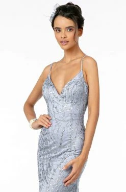Elizabeth K - GL2965 Glitter Mesh Sleeveless Deep V-Neck Mermaid Dress Formal Gowns