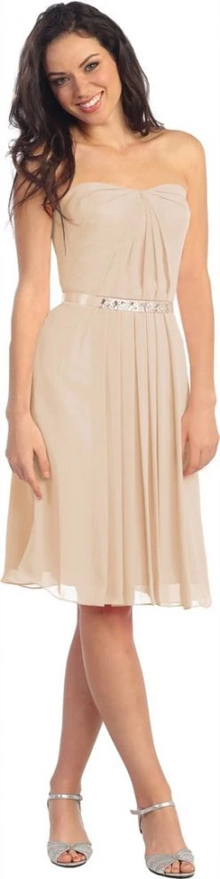 Cocktail Dresses Elizabeth K - GS1079 Jewel Embellished Pleated Sweetheart Dress