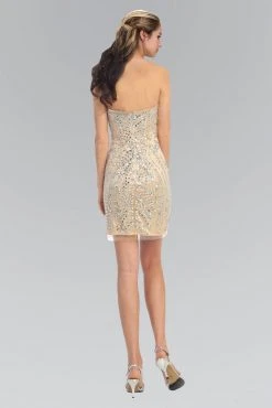 Cocktail Dresses Elizabeth K - GS1135 Jewel Embellished Strapless Cocktail Dress