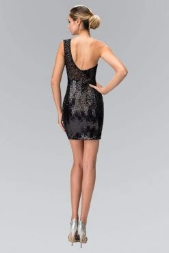Cocktail Dresses Elizabeth K - GS1150 One Shoulder Sequined Bodycon Cocktail Dress