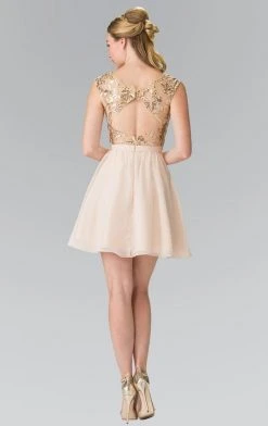 Elizabeth K - GS1430 Sequined V-Neck Chiffon A-Line Dress Cocktail Dresses 6 Elizabeth K - GS1430 Sequined V-Neck Chiffon A-Line Dress Cocktail Dresses