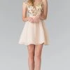 Elizabeth K - GS1430 Sequined V-Neck Chiffon A-Line Dress Cocktail Dresses