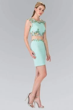 Elizabeth K - GS1439 Two-Piece Floral Embroidered Dress Cocktail Dresses