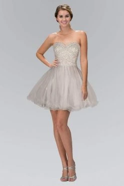 Elizabeth K - GS1458 Beaded Strapless Cocktail Dress