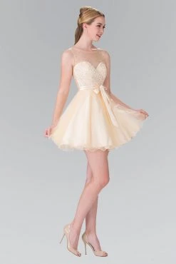 Elizabeth K - GS1459 Illusion Sweetheart Tulle Dress