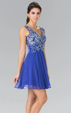 Elizabeth K - GS1467 Sleeveless V-Neck Cocktail Dress Cocktail Dresses