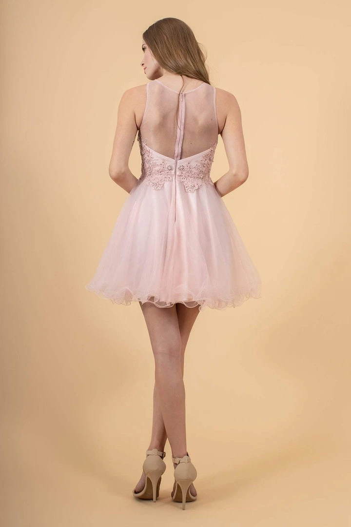 Elizabeth K - GS1607 Embroidered Bodice Illusion Tulle Cocktail Dress 4 Elizabeth K - GS1607 Embroidered Bodice Illusion Tulle Cocktail Dress