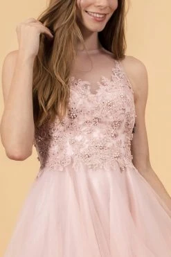 Elizabeth K - GS1607 Embroidered Bodice Illusion Tulle Cocktail Dress 14 Elizabeth K - GS1607 Embroidered Bodice Illusion Tulle Cocktail Dress