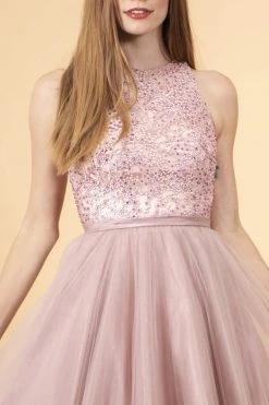 Elizabeth K - GS1610 Embroidered Pleated A-Line Cocktail Dress