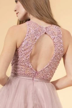 Elizabeth K - GS1610 Embroidered Pleated A-Line Cocktail Dress