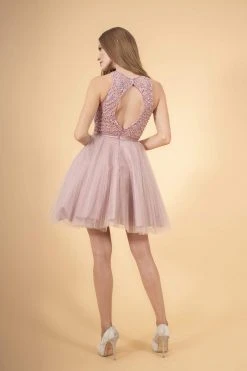 Elizabeth K - GS1610 Embroidered Pleated A-Line Cocktail Dress