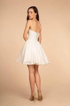 Cocktail Dresses Elizabeth K - GS1611 Strapless Jeweled Lace A-Line Dress