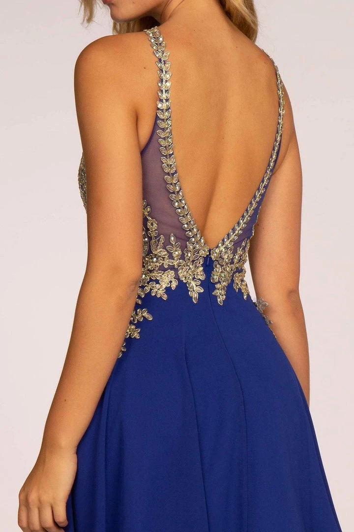 Cocktail Dresses Elizabeth K - GS1615 Gilt-Embroidered High Halter Chiffon Dress 12 Cocktail Dresses Elizabeth K - GS1615 Gilt-Embroidered High Halter Chiffon Dress