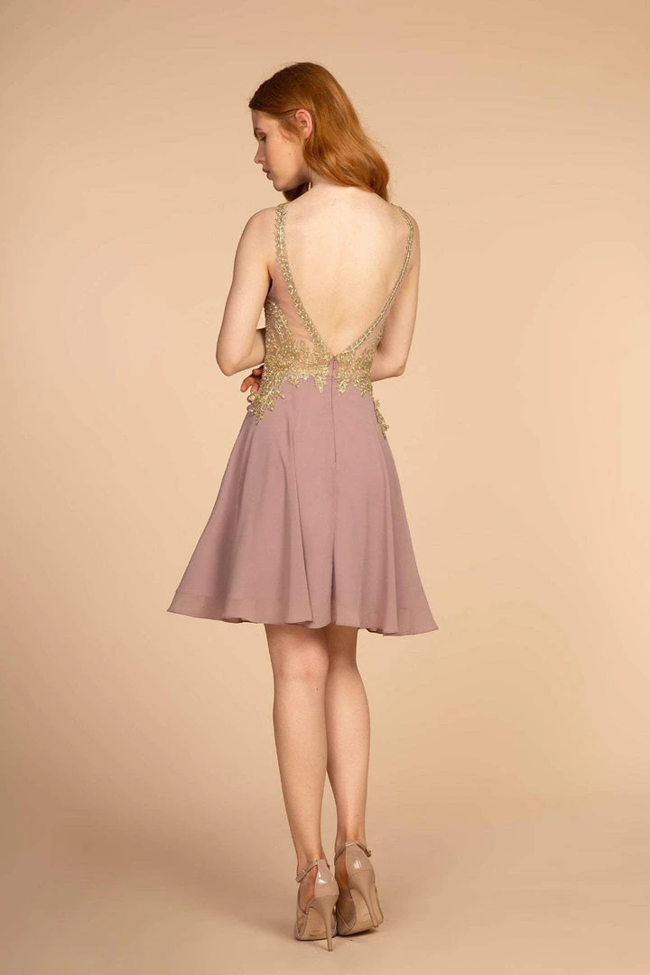 Cocktail Dresses Elizabeth K - GS1615 Gilt-Embroidered High Halter Chiffon Dress 6 Cocktail Dresses Elizabeth K - GS1615 Gilt-Embroidered High Halter Chiffon Dress