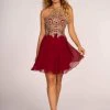 Cocktail Dresses Elizabeth K - GS1615 Gilt-Embroidered High Halter Chiffon Dress