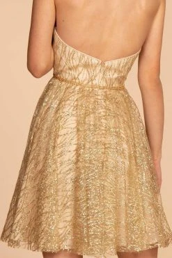 Elizabeth K - GS1627 Strapless Glitter A-Line Cocktail Dress Cocktail Dresses