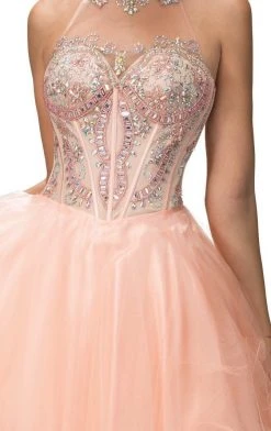 Cocktail Dresses Elizabeth K - GS2029 Embellished High Neck Cocktail Dress