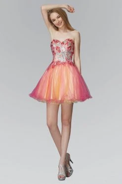 Elizabeth K - GS2035 Embellished Strapless Sweetheart Short Dress Cocktail Dresses