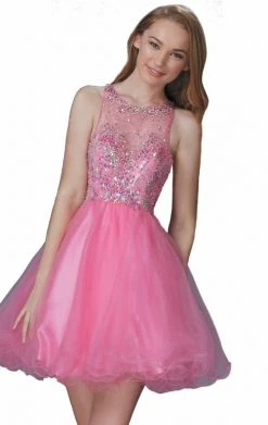 Elizabeth K - GS2074 Bedazzled Illusion Tulle Dress