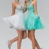 Cocktail Dresses Elizabeth K - GS2130 Jeweled High Neck Tulle A-line Dress